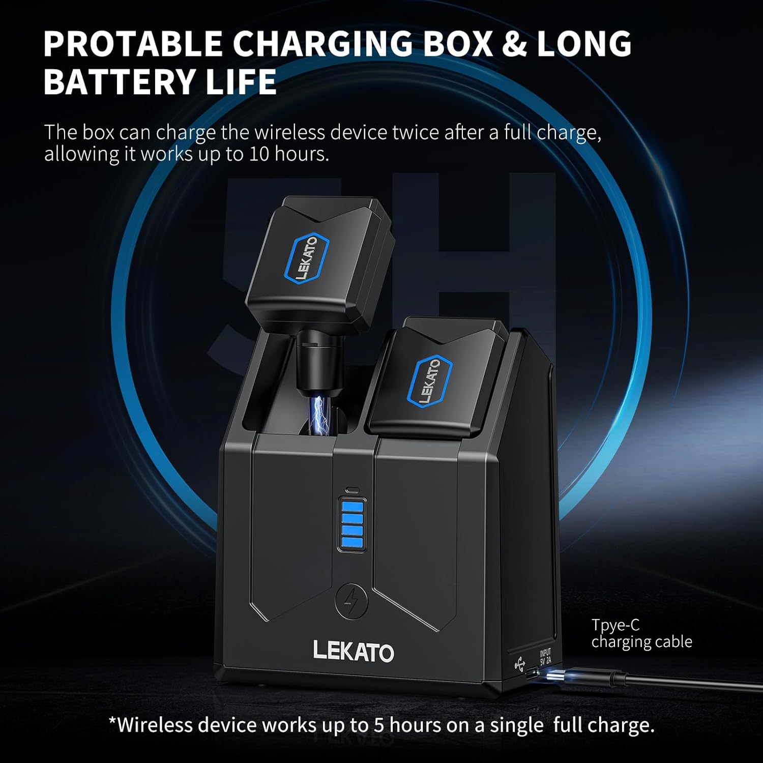 LEKATO WS50 Wireless Guitar System 5.8GHz Wireless Guitar Transmitter Receiver with Charging Box Audio Wireless Transmitter Receiver 4 Channels for Electric Guitar Bass