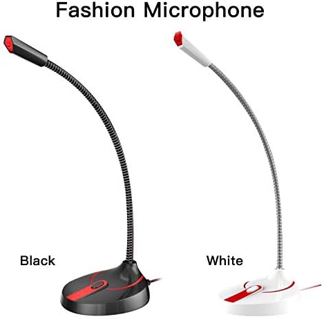 Mini Microphone Studio Speech Speakers 3.5mm Jack Plug Wired Microphones for PC Computer Laptop Notebook Loud Speaker (Color : Black) (White)