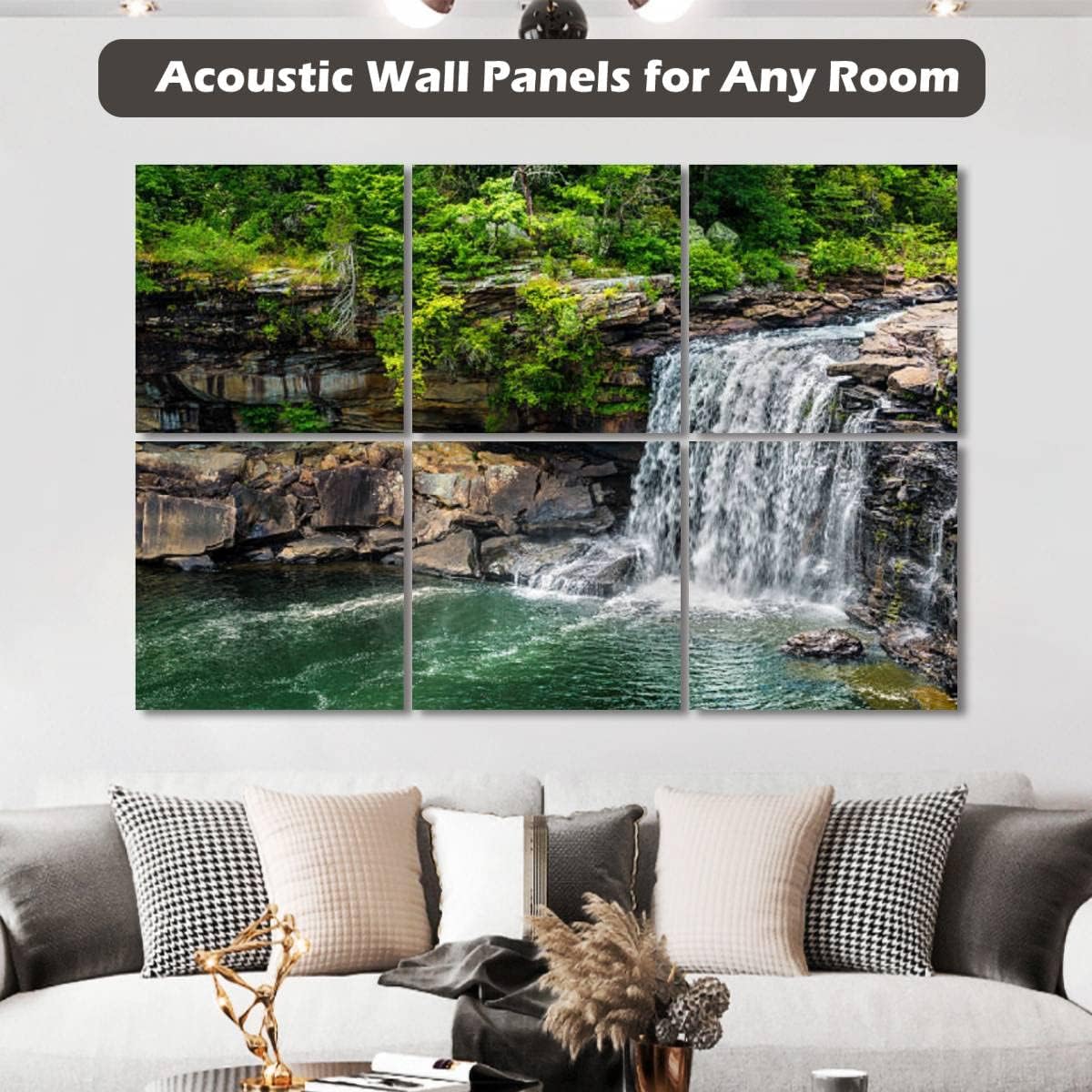6 Pack Art Acoustic Panels Waterfall at Little River National Preserve A Soundproof Wall Panels Padding Decorative Sound Absorbing Panels 72