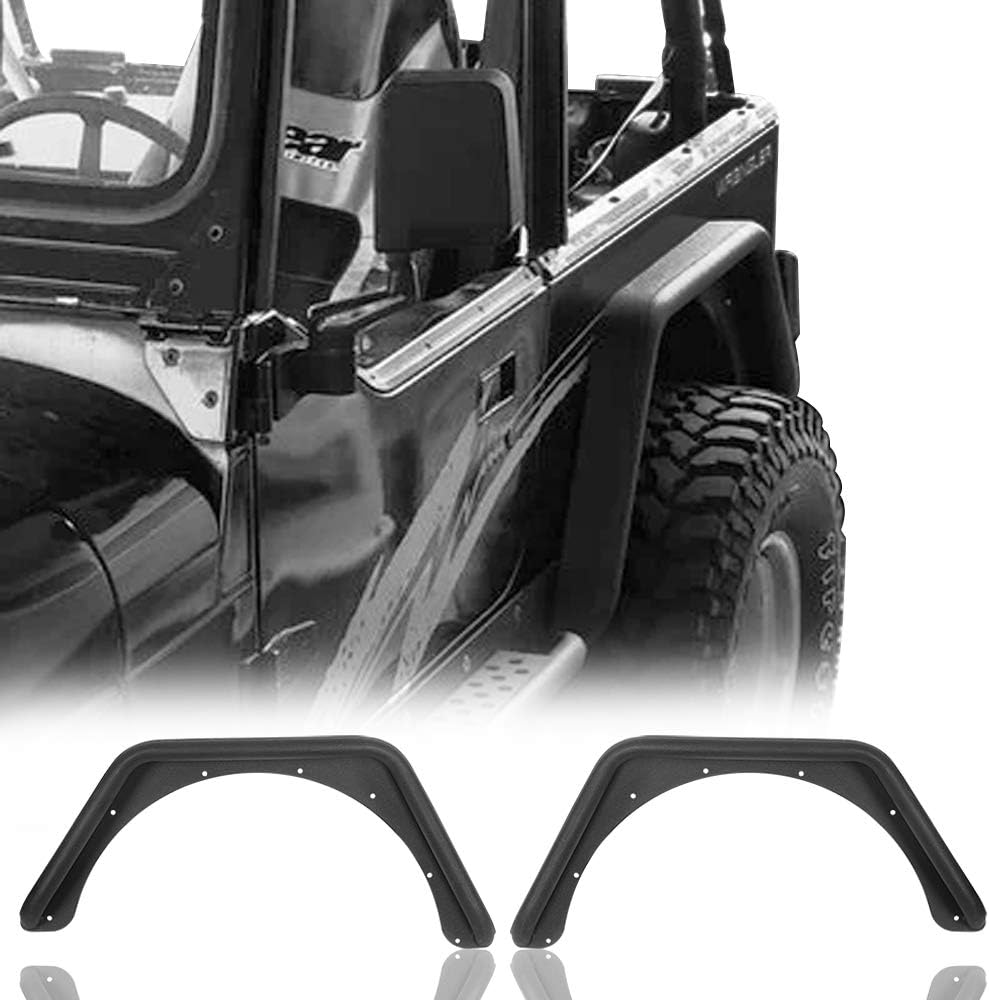 Hooke Road for Jeep Wrangler YJ Steel Rear Fender Flares Armor Rocker Guards Compatible with Jeep Wrangler YJ 1987 1988 1989 1990 1991 1992 1993 1994 1995 (A Pair)