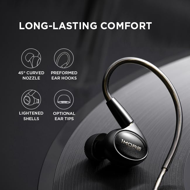 1MORE P50 Wired in-Ear Earphones Hi-Res Audio, Hybrid 5-Driver Headphones with 3.5mm Jack, Deep Bass HiFi Sound, MMCX Detachable Cable, Built-in MEMS Microphone and 3-Button Control, for Music/Gaming