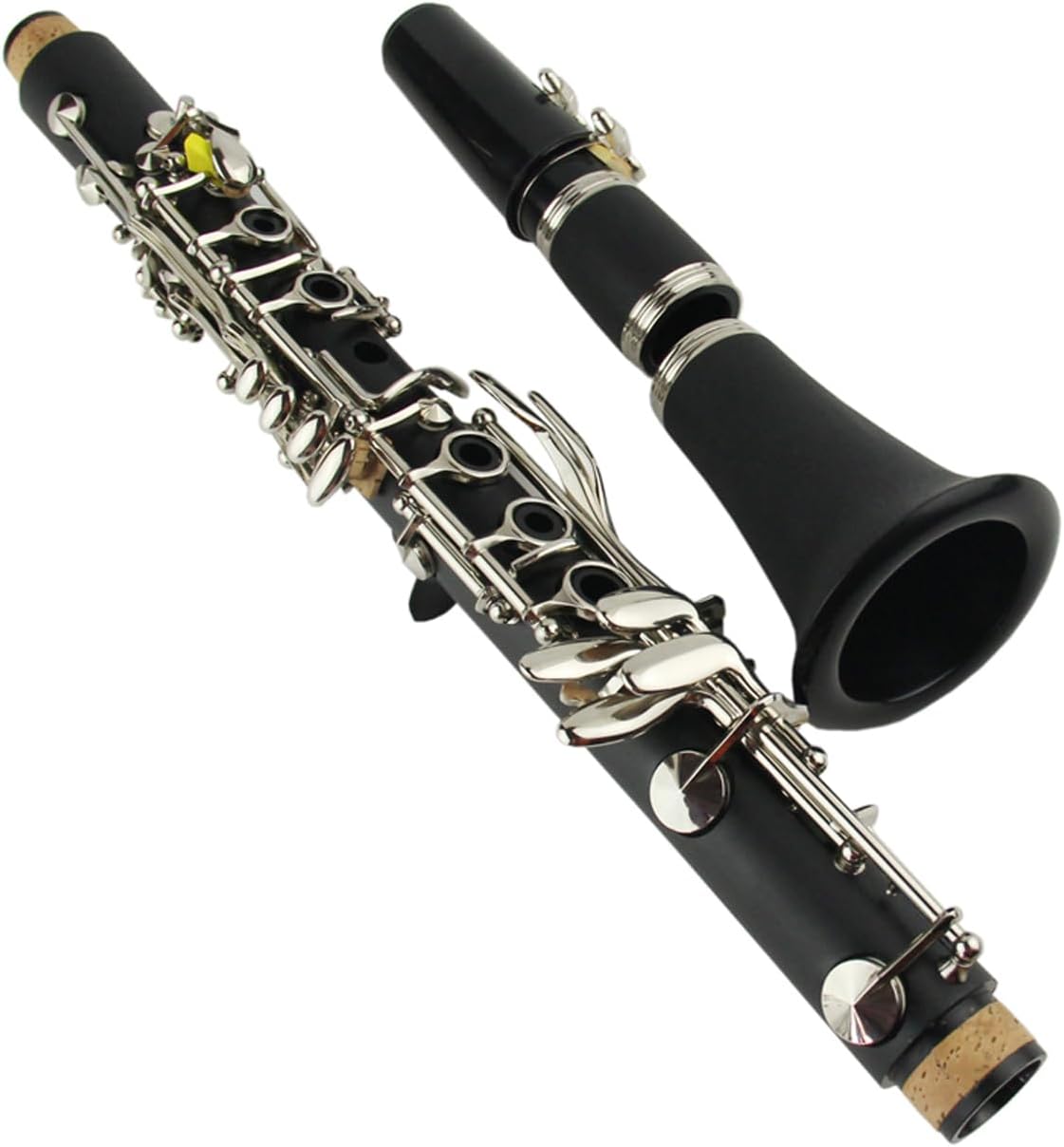 Profession Clarinet Eb Keys Bakelite Nickel Plated Wind instrument with Screwdriver Soft Cleaning Cloth Mouthpiece Reed and Cap case Suitable for professionals and beginners (Eb tone)