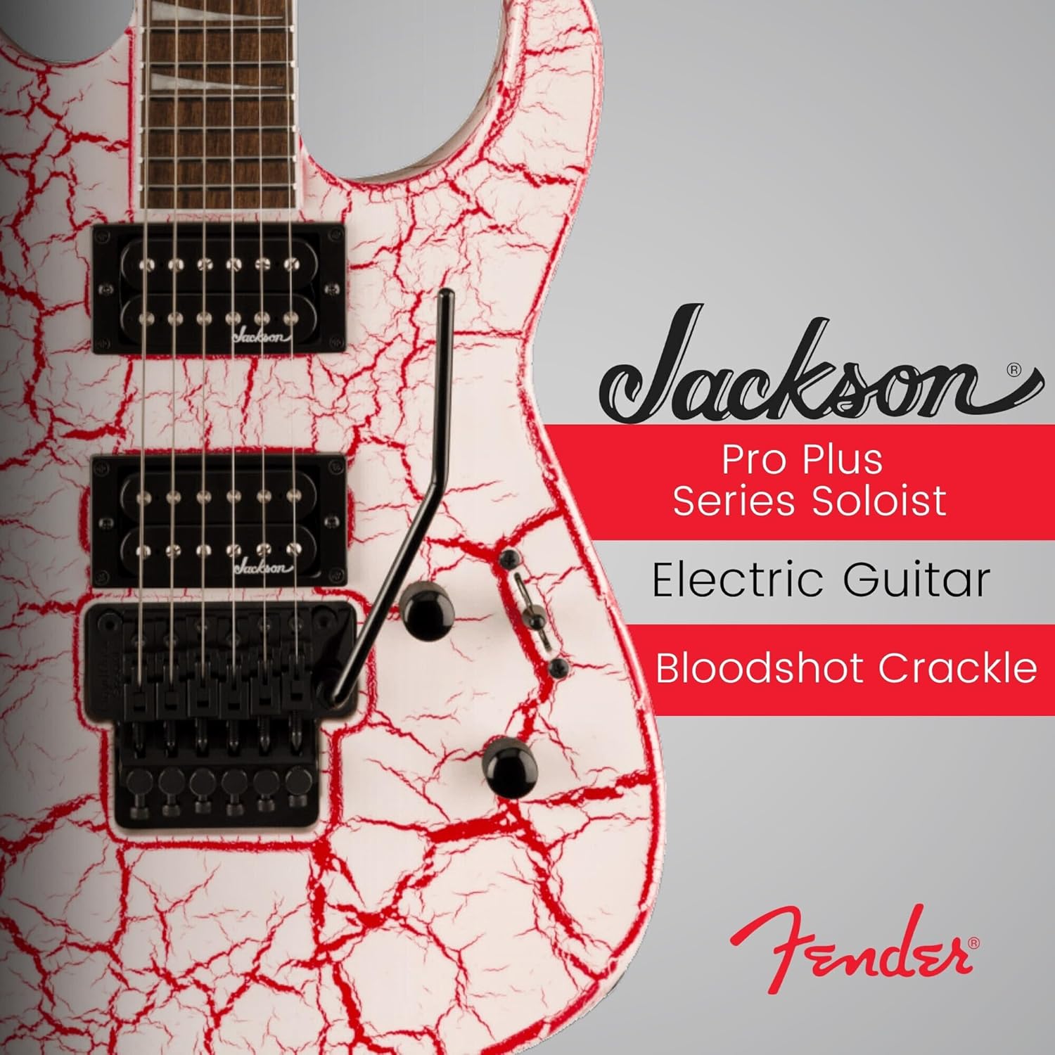 Jackson X Series Soloist SLX DX Crackle Electric Guitar with Laurel Fingerboard (Bloodshot Crackle) Bundle with Jackson Heavy Duty Molded Case for Dinky and Soloist Guitars (Black) (2 Items)