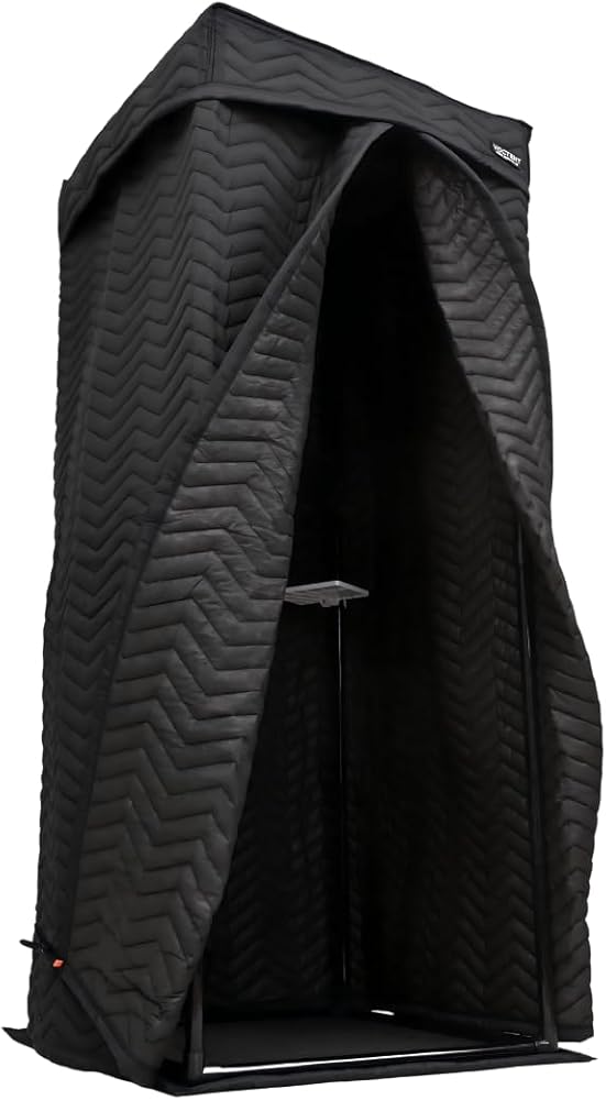 Portable Vocal Booth, Home Recording Studio, Echo-Free Sound Isolation Booth for Voice-Over, Singing (ZIGZAG-BLK, L)