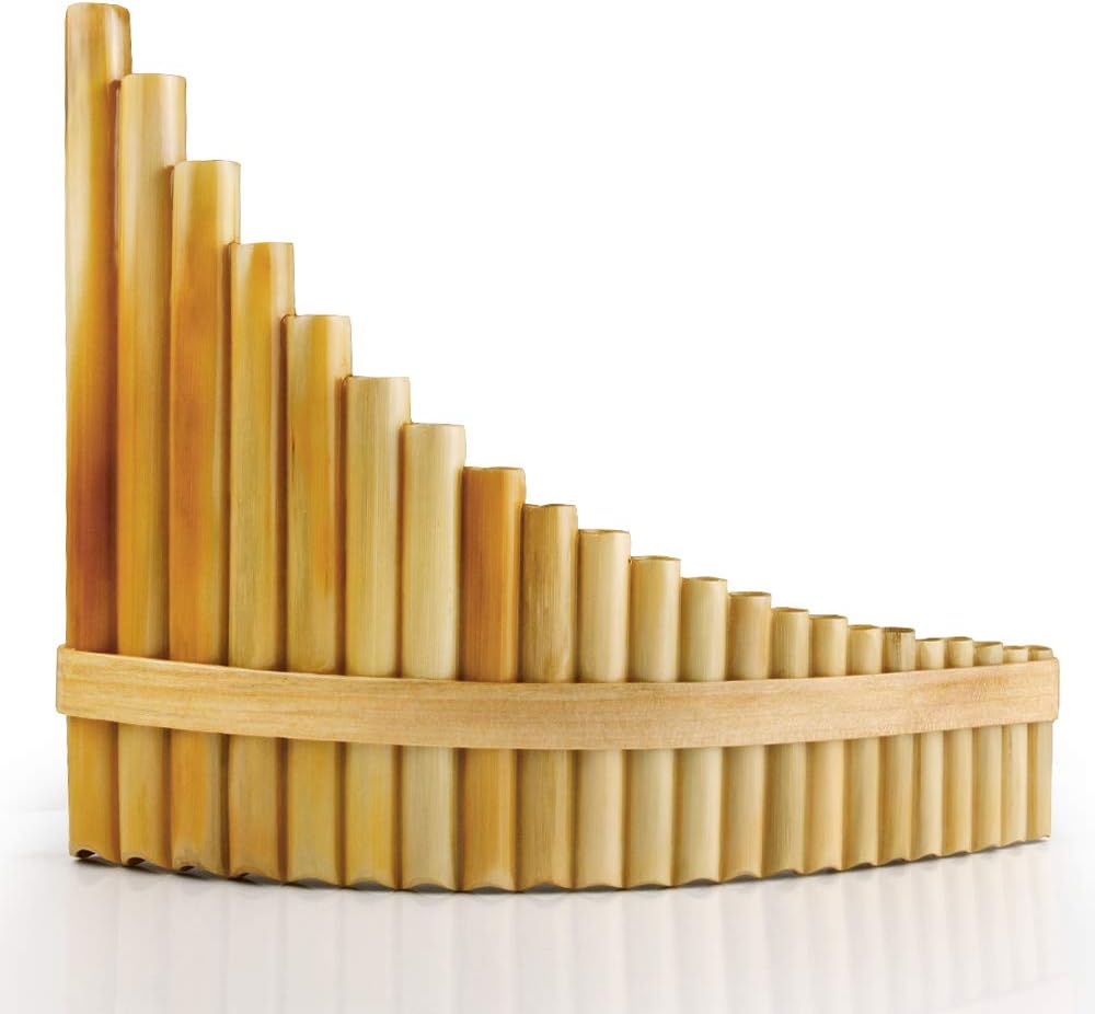 Upscale Romanian Folk Instrument Natural Reed Pan Flute Panpipes G Key Wind Pan flute Flauta Handmade (22 Pipes Left Hand, Wood)