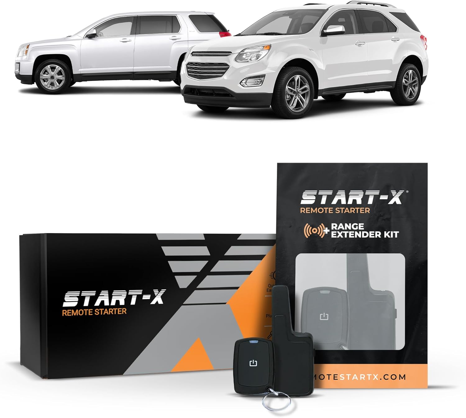 Start-X Remote Starter Kit + 2000ft 1 Way Range Extender for Chevy Equinox & GMC Terrain (2010, 2011, 2012, 2013, 2014, 2015, 2016, 2017) Vehicles with Key Ignition