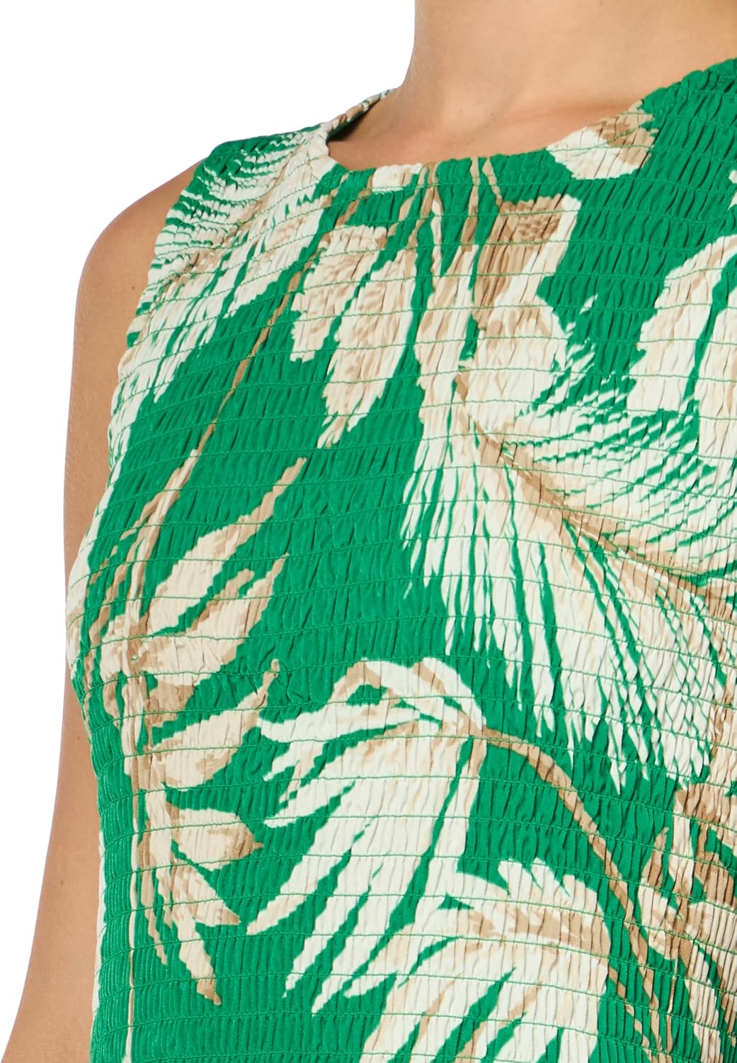 Anne Klein Women's Smocked, Tiered Printed Dress