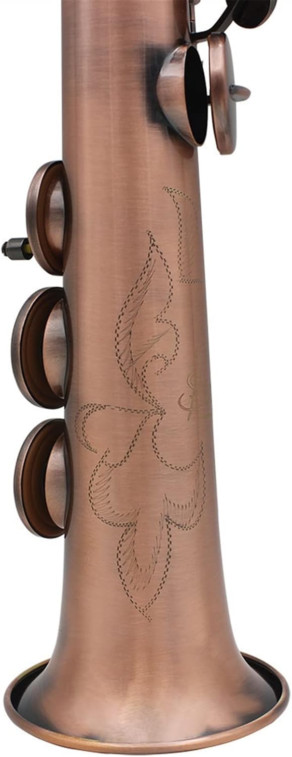 Straight Bb Saxophone Carve Pattern Woodwind Instrument with Case Reed Cleaning Brush Cloth