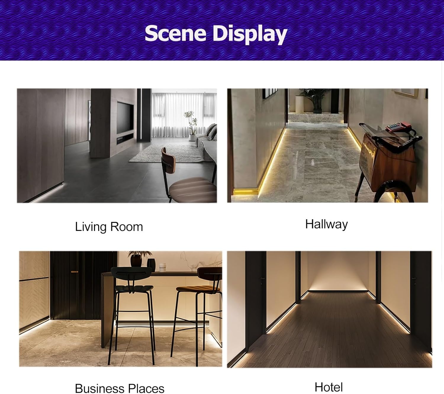 Aluminum Channel Baseboard 2.5 M Length 12 CM Height Aluminum Channel Baseboard for Wall Corner, Wall Mount LED Channel with Cover, Aluminum Channel System for Bedroom Kitchen Home Theater