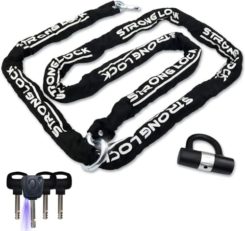 AKM Motorcycle Lock 10ft/300cmx10mm Thick Anti-Theft Heavy Duty Chain Locks with 4 Keys Security 16mm U Lock Disc Lock,Super Long Durable Bike Chain Lock for Motorcycles,Containers,Trailers