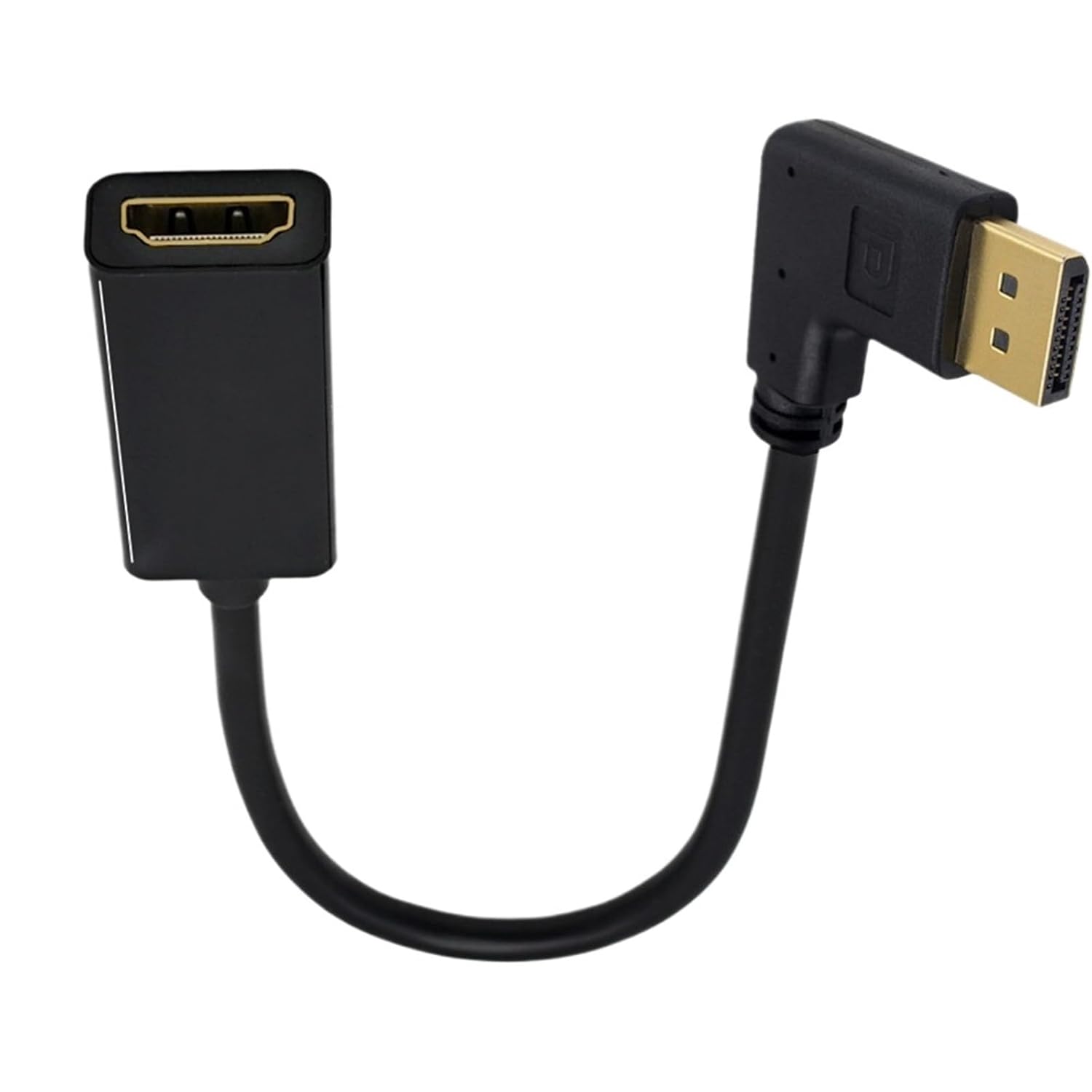 90 ° Unidirectional Display Port to HDMI Compatible Male to Female Desktop and Laptop Monitor Connection Cable(Left)