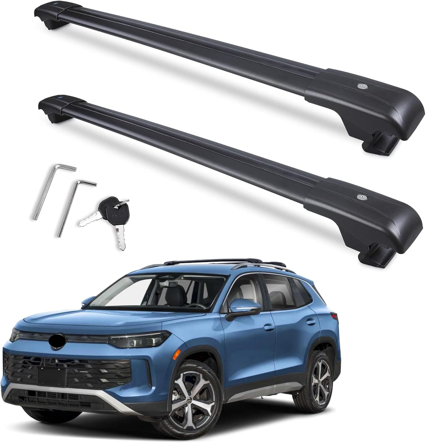 Autekcomma 260LBS Roof Rack Crossbars, Replacement for Volkswagen VW Tiguan 2018-2025 (Not for Limited) & Taos 2022-2025, Anti-Corrosion Aluminum with Anti-Theft Locks (ONLY FIT Raised Side Rail)