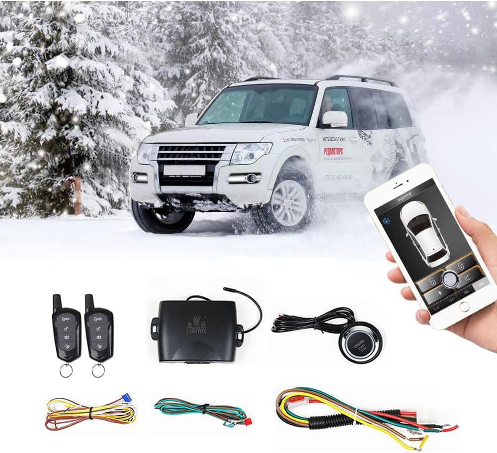 Universal Car Alarm Remote Engine Start Kits One Key Remote Engine Start for Car Keyless Entry Remote Key or App Control Thanksgiving, for Man