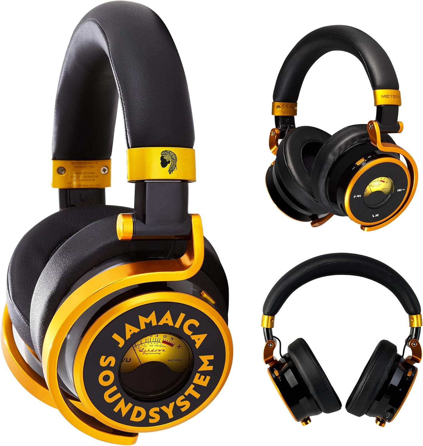 Meters OV-1-B-C Over-Ear Wireless Headphones with Active Noise Cancellation - Studio-Quality Sound with 16-Hour Playback & VU Display - Bluetooth 5.0, App-Controlled, 40mm Drivers (Jamaica)