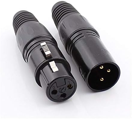 Davitu Electrical Equipments Supplies - 50pcs XLR Cable Connector Three-Core Black Microphone Plug Copper Core 3pin 24K Gold-plated Male and Female - (Color: Female)