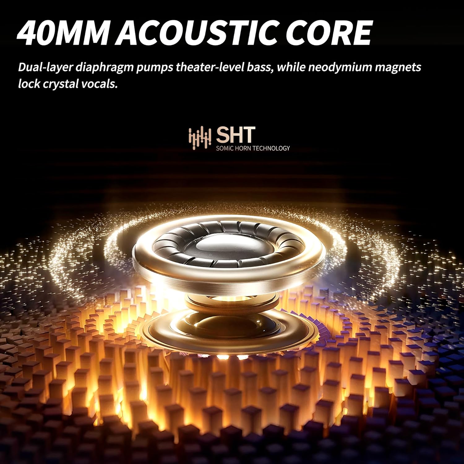 SOMIC Air One ANC Wireless Bluetooth Headphones, PersonalizedSpatial Audio, Hybrid Active Noise Cancelling, Premium Over-Ear Bluetooth Headset, Up to 40 Hours Battery Life - Black