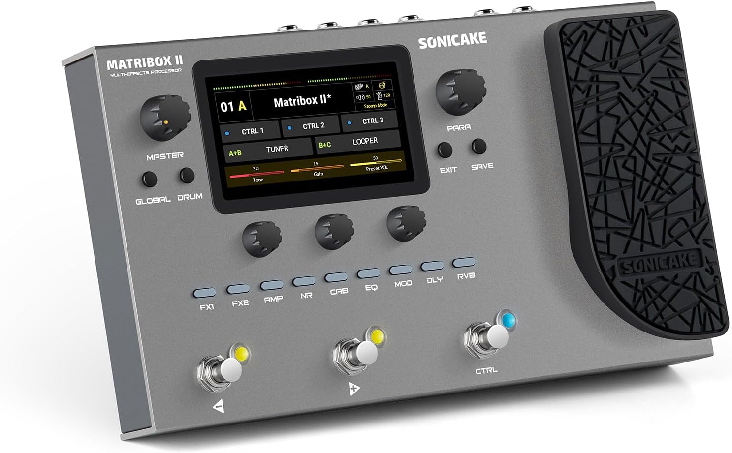 SONICAKE Matribox II - Multi Effects Processor with Expression Pedal, 200+ Built-in Guitar/Bass/Acoustic Effects, Amp Modeling, IR Cabinets Simulation, FX Loop, MIDI Stereo OTG USB Audio Interface