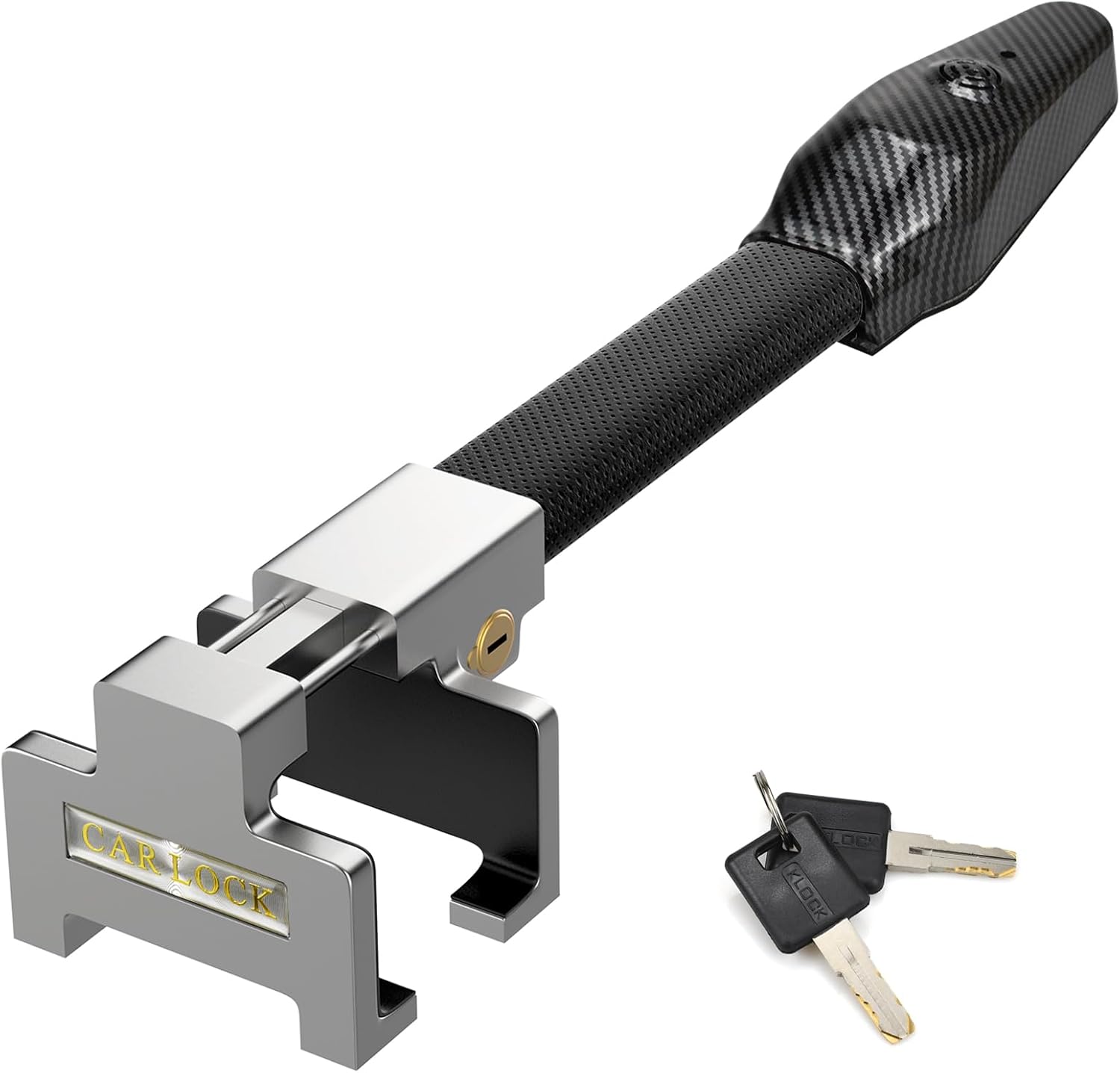 Anti-Theft Steering Wheel Lock with Alarm, Car Security Lock Universal Fit Any Brand Vehicle Truck, Heavy Duty Car Anti Theft Device with 2 Keys Stainless Steel Black