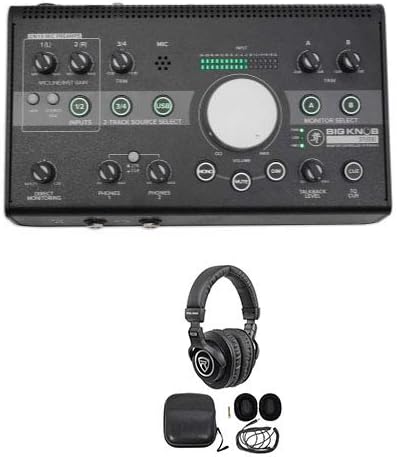 Audiosavings Bundle: Mackie Big Knob Studio 3x2 Studio Monitor Controller 96kHz USB I/O Bundle with Rockville PRO-M50 Studio Headphones w/Detachable Coil Cable, Case+Extra Ear Pad (2 Items)