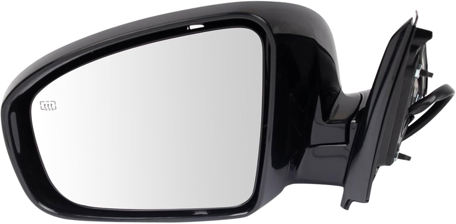 TRQ Driver Side Mirror Assembly Power Heated Power Folding Smooth Black Paint to Match Compatible with 2013 Infiniti JX35 2014-2015 QX60