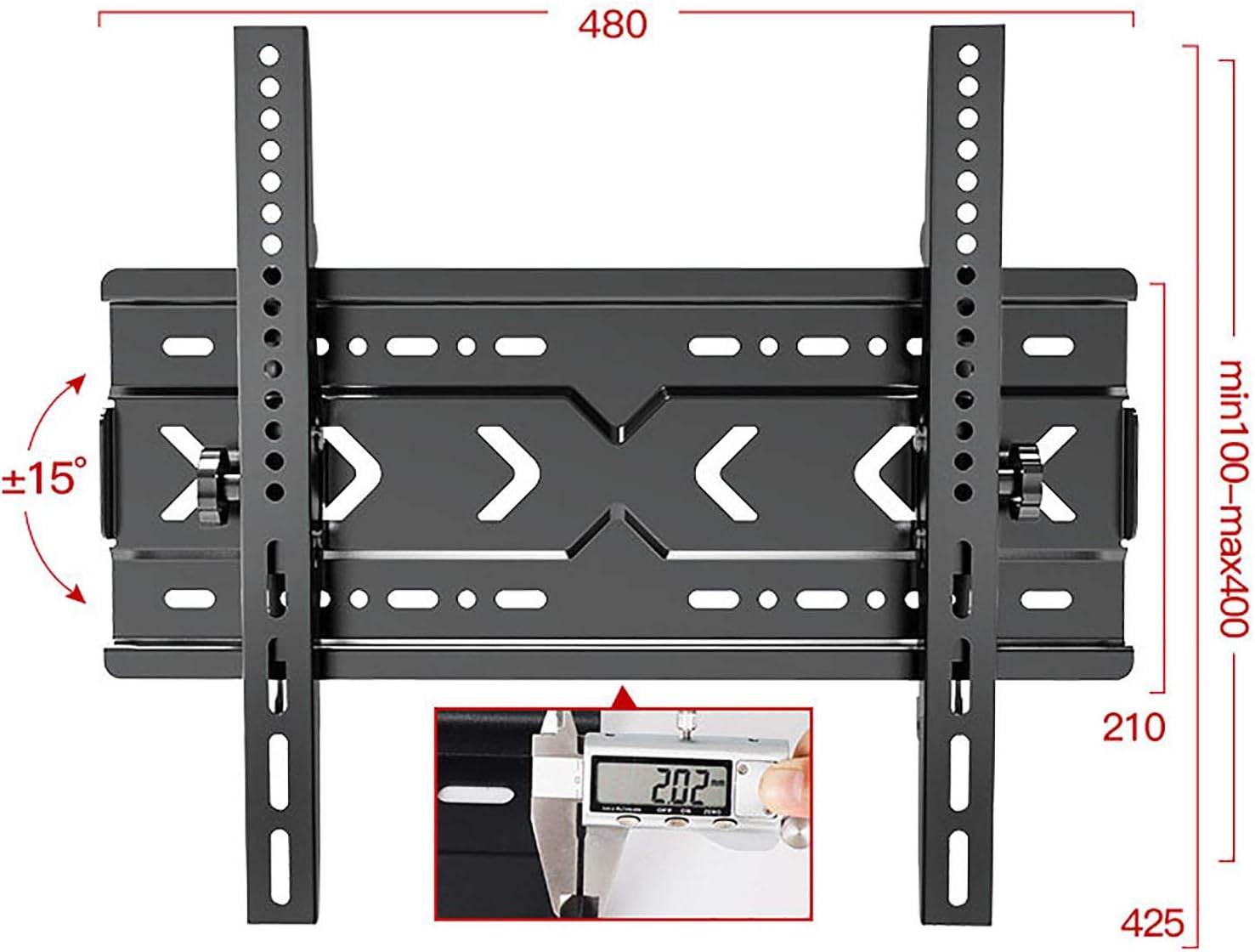 Tilting TV Wall Mount Bracket for Flat TVs, Low Profile Design, Fits VESA 400X400mm, Space-Saving Solution for Home Entertainment