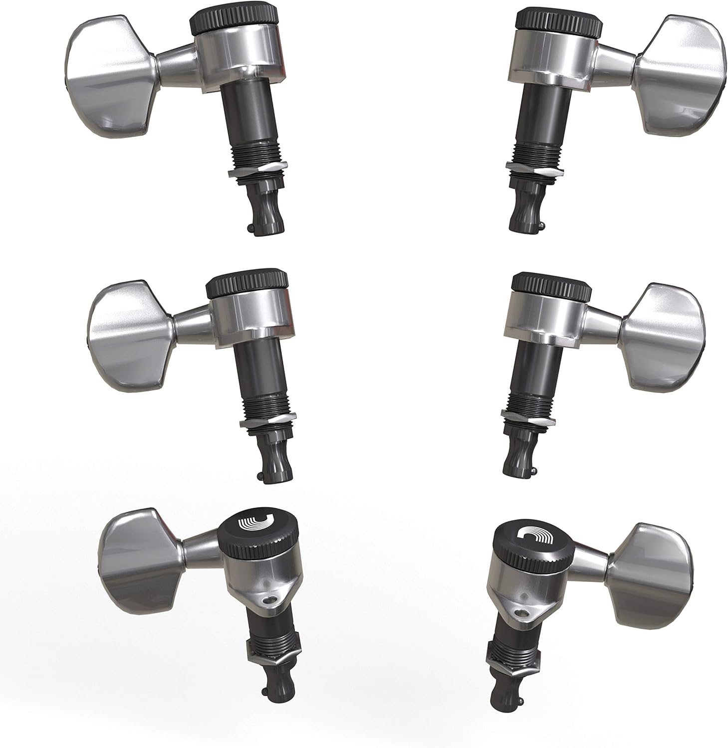 D'Addario Auto-Trim Tuning Machines - Locking Tuners for Guitars - 3+3 Setup, Chrome