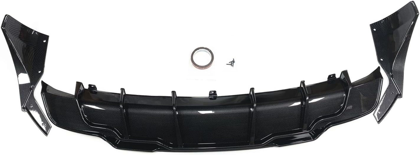 Rear Bumper Diffuser， Car Rear Bumper Lower Diffuser Splitter with Side Boot Corner Guard Compatible for Tesla Model 3 2017 2018 2019 2020 2021 2022 2023(Carbon Fiber Look)