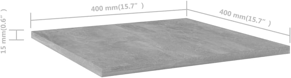 Concrete Grey Floating Shelf Set of 4 15.7 x 15.7 in Engineered Wood Matte Square Display Shelves Wall Mount Small Bookshelf for Bathroom Kitchen Living Room Bedroom