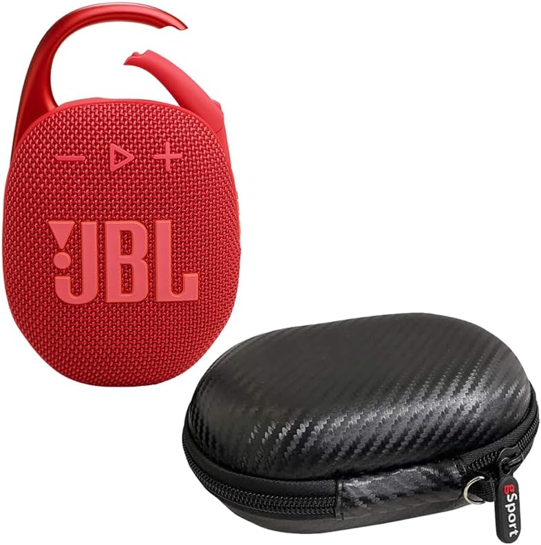 JBL Clip 5 Ultra Portable Bluetooth Speaker Bundle with gSport Case (Red)