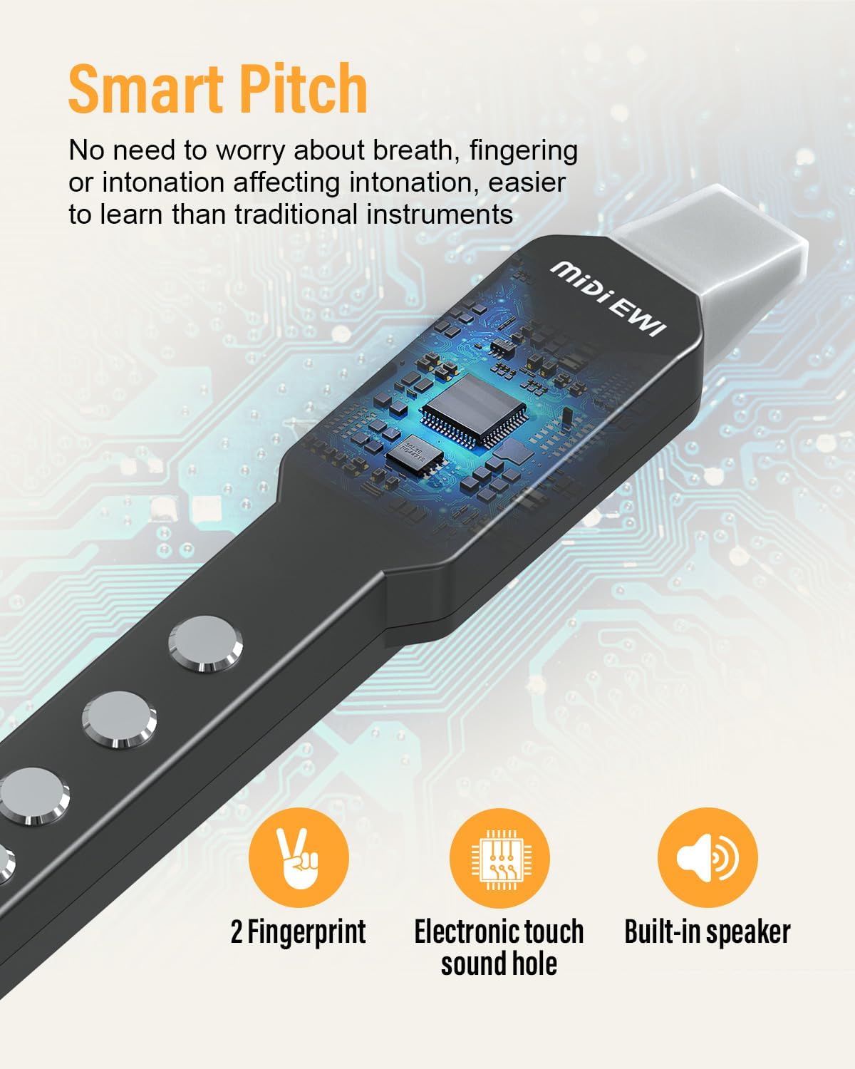 KONIX Electronic Wind Instrument, DC02 Pro Digital Wind Instrument with 10 Musical Tones, MIDI Bluetooth, Built-in Battery, EWI Instrument for Beginners, Black