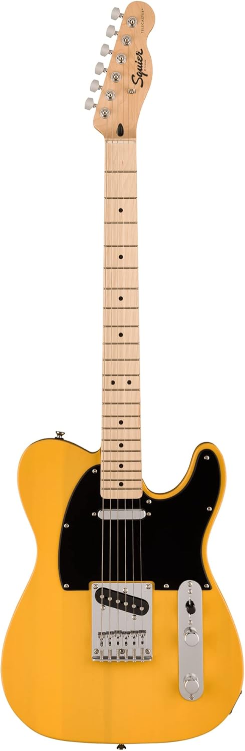 Fender Squier Sonic Telecaster - Butterscotch Blonde Bundle with Frontman 10G Amp, Tuner, Strap, Cable, Picks, and Austin Bazaar Guitar DVD