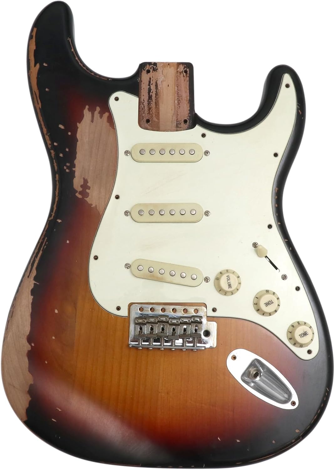 Sunsmile DIY Electric Guitar Kit ST Style Heavy Relic Aged Vintage with Alder Body Hard Maple Neck Rosewood Fingerboard S-S-S 6 String Relic CR Hardware Build Your Own Guitar Relic 3 Tone Sunburst.