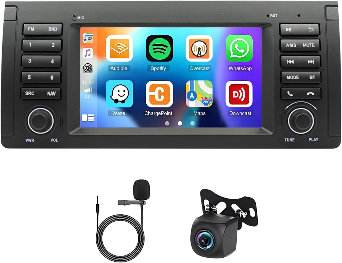 Car Stereo 2-Din Digital Media Receiver for BMW E39 1995-2002, Car Audio Receivers with CarPlay Android Auto 7 Inch Touchscreen BT, FM Radio with 720 Rear Camera GPS Navi 4+64G Radio 477