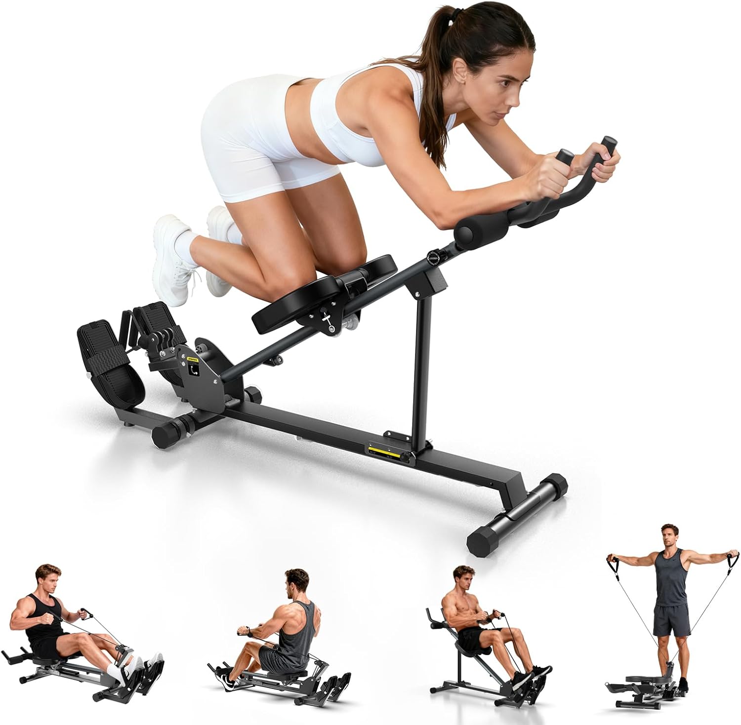 Ab Machine,Rowing Machines for Home,Vitaler 5 in 1 Adjustable Home Gym Equipment with Counter,Quiet & Foldable Best Ab Machine for Home