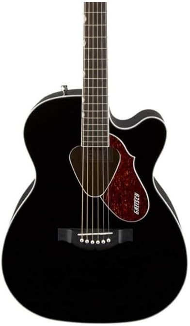 Gretsch G5013CE Rancher Junior Cutaway 6-String Acoustic Electric Guitar - Right-Handed, (Black) Bundle with Hard-Shell Protective Wooden Case (2 Items)