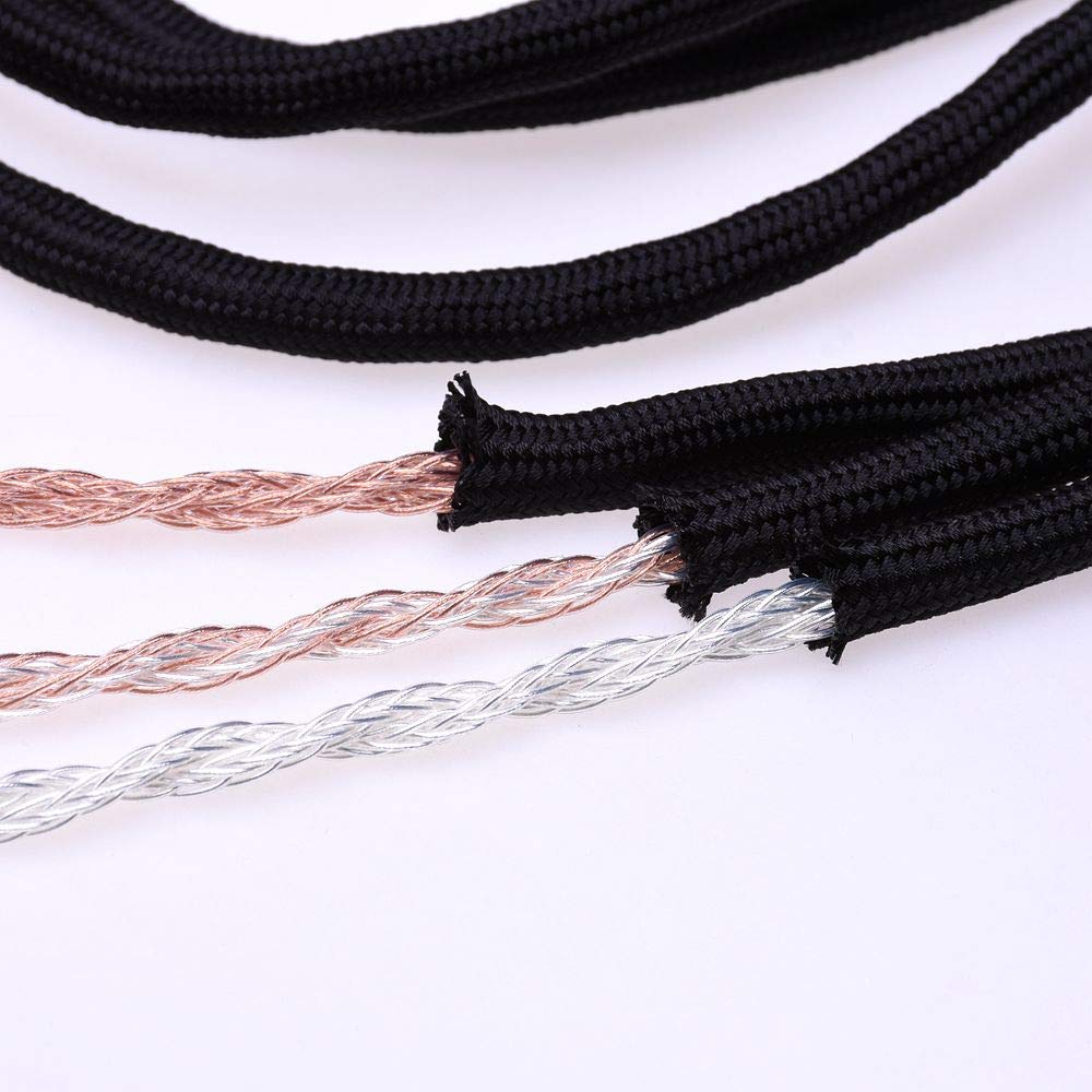 Black Sleeve 16 Cores 5N Pcocc HiFi Cable New 2x3.5mm for Hifiman Arya HE1000se HE5se HE6se HE4xx Headphone Upgrade Cable Extension Cord (1.2meter(4feet), Silver Plated Cable)