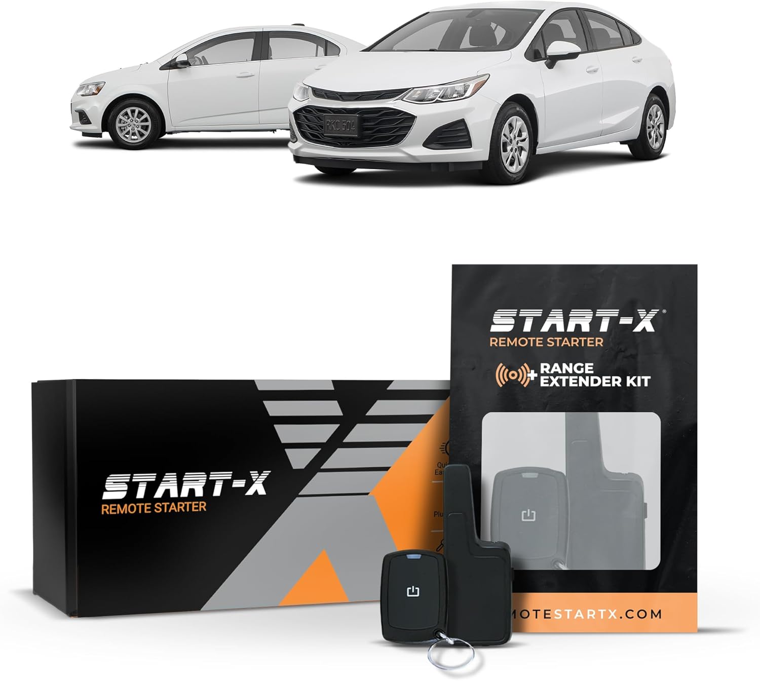Start-X Remote Starter Kit + 2000ft 1 Way Range Extender for Chevy Cruze (2012, 2013, 2014, 2015, 2016, 2017, 2018, 2019) & Sonic (2017, 2018, 2019, 2020) Vehicles with Push-to-Start Ignition