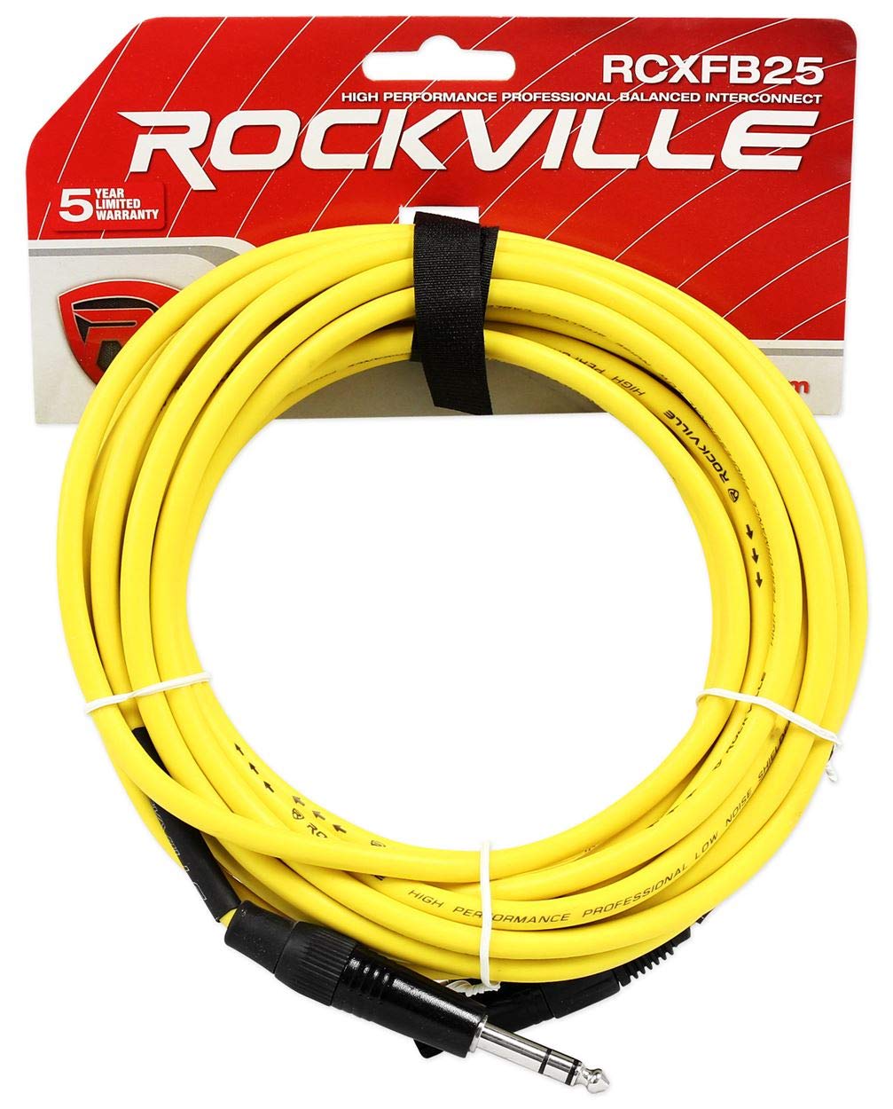 Rockville (2 RCXFB25B 25' Female REAN XLR to 1/4'' TRS Cables Black Bundle with (2) RCXFB25BL Blue, (2) RCXFB25O Orange, (2) RCXFB25R Red, (2) RCXFB25Y Yellow Cables (10 Items)