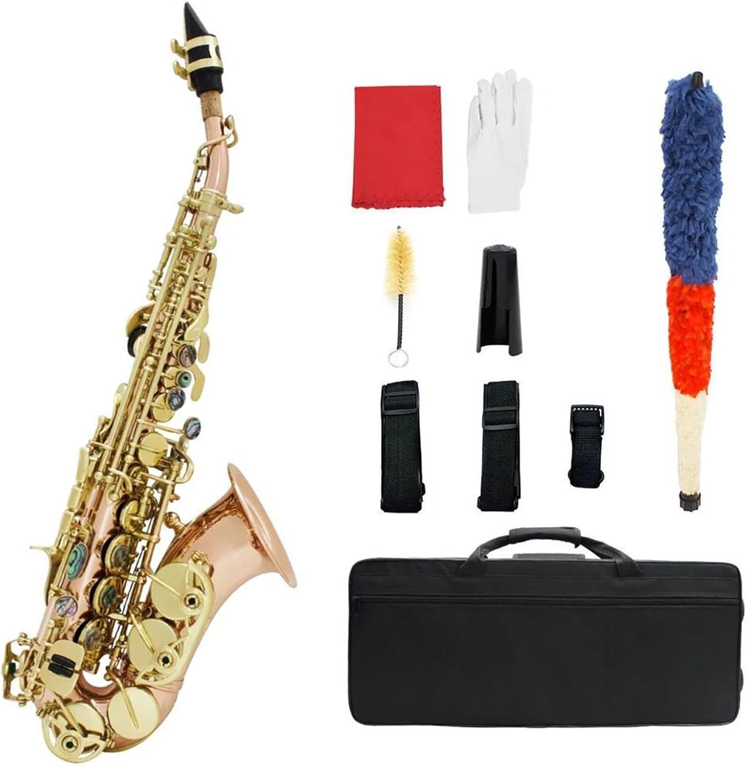 Beginner saxophone Soprano Saxophone Phosphor Copper Gold-Plated Bb B Flat Sax Saxfone Woodwind Musical With Saxophone Accessories