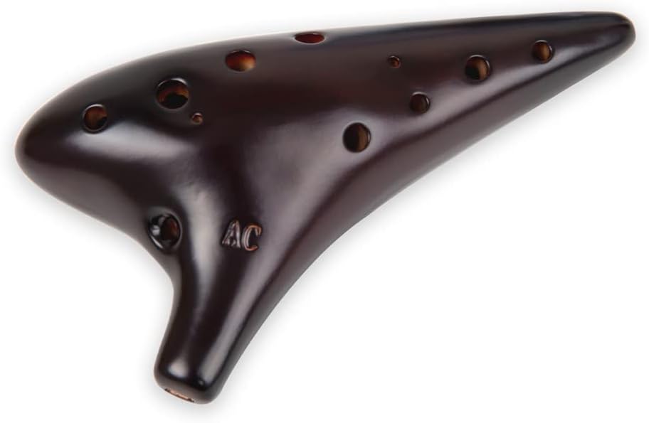 Brown Ocarina 12 Tones Alto C with Song Book Neck Cord Wind Instrument for Beginners Students