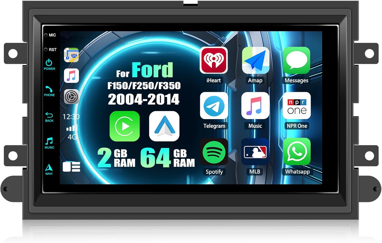 Android 15 Car Stereo for Ford F150/F250/F350 2004-2014 7 Inch Touchscreen Android Car Radio 2G+64G with Wireless Carplay Android Auto GPS Navigation WiFi