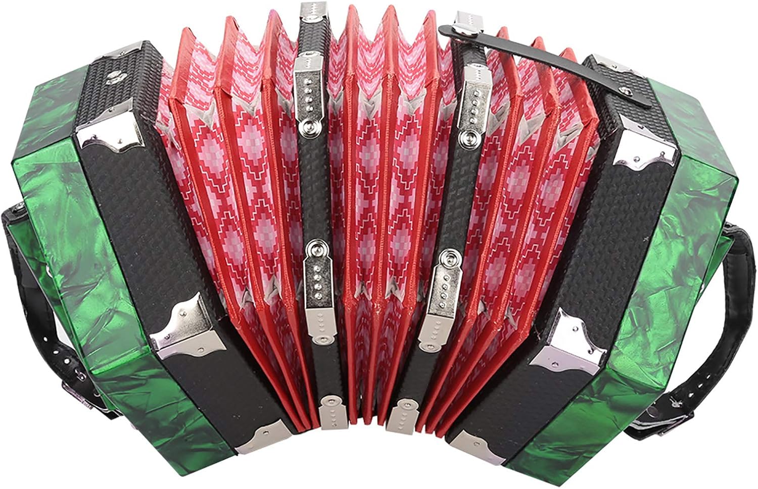 20 Button Concertina, Accordion Musical Instrument Accessory with Carrying Bag for Kids Beginner for Children Amateur(Green)