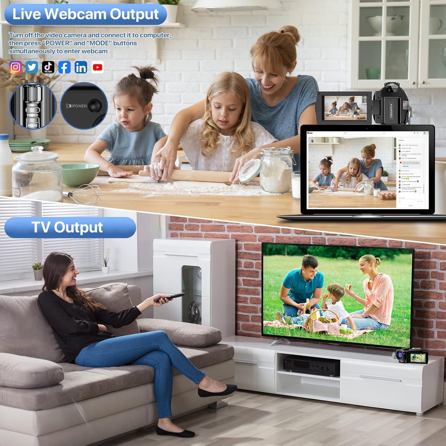 Video Camera Camcorder Digital YouTube Vlogging Camera Recorder FHD 1080P 24.0MP 3.0 Inch 270 Degree Rotation Screen 16X Digital Zoom Camcorder with Microphone,Remote Control and 2 Batteries