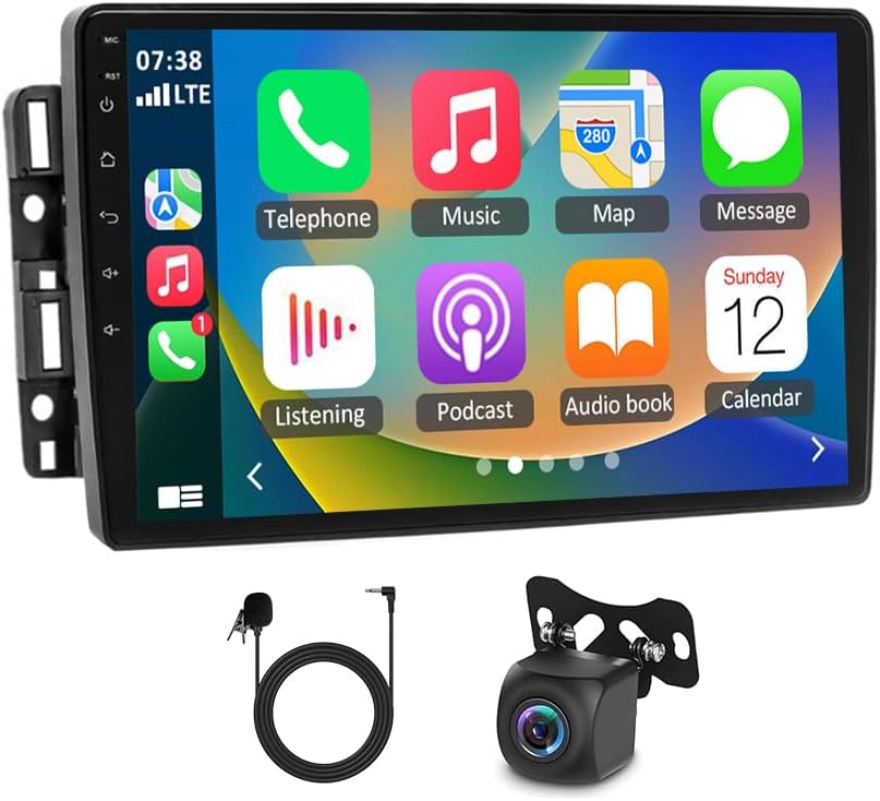 Android 14 Double Din Car Stereo Upgrade Radio for GMC Savana 2008-2013,10in Touchscreen Support Carplay Android Auto RDS DSP SWC GPS WiFi BT Mirrorlink Mic Backup Camera-4+64G