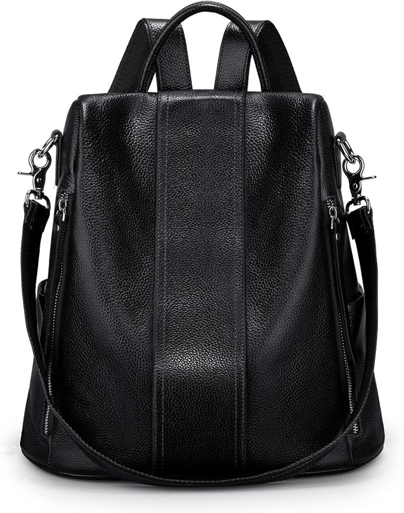 S-ZONE Leather Backpack Purses for Women Antitheft Rucksack Shoulder Bag Medium