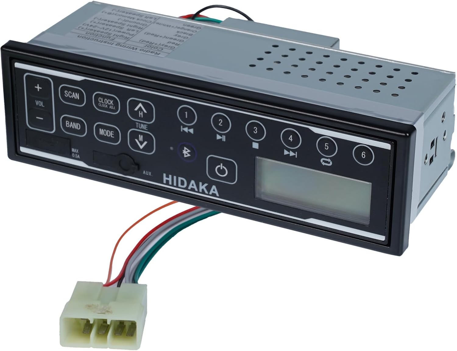 HI-M202 Single Din BT Radio,12V 24V AUX AM FM BT Car Stereo Digital Media Receiver(Supports Phone Charged 0.5A,No CD Player) for Komatsu, Kobelco and Sumitomo Excavator