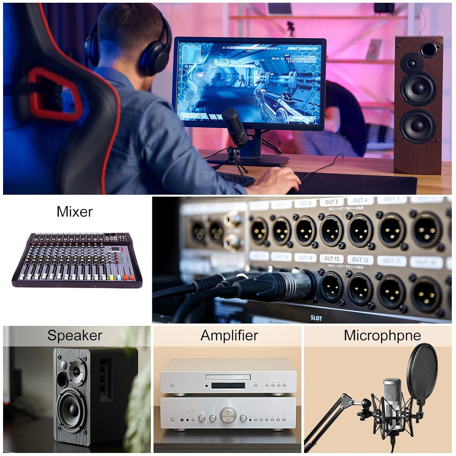 PATIKIL XLR Cables, 35ft 21AWG Microphone Cables Nylon Braided XLR Speaker Patch Cables 3-Pin Male to Female Cords for Mic Mixer Pack of 6