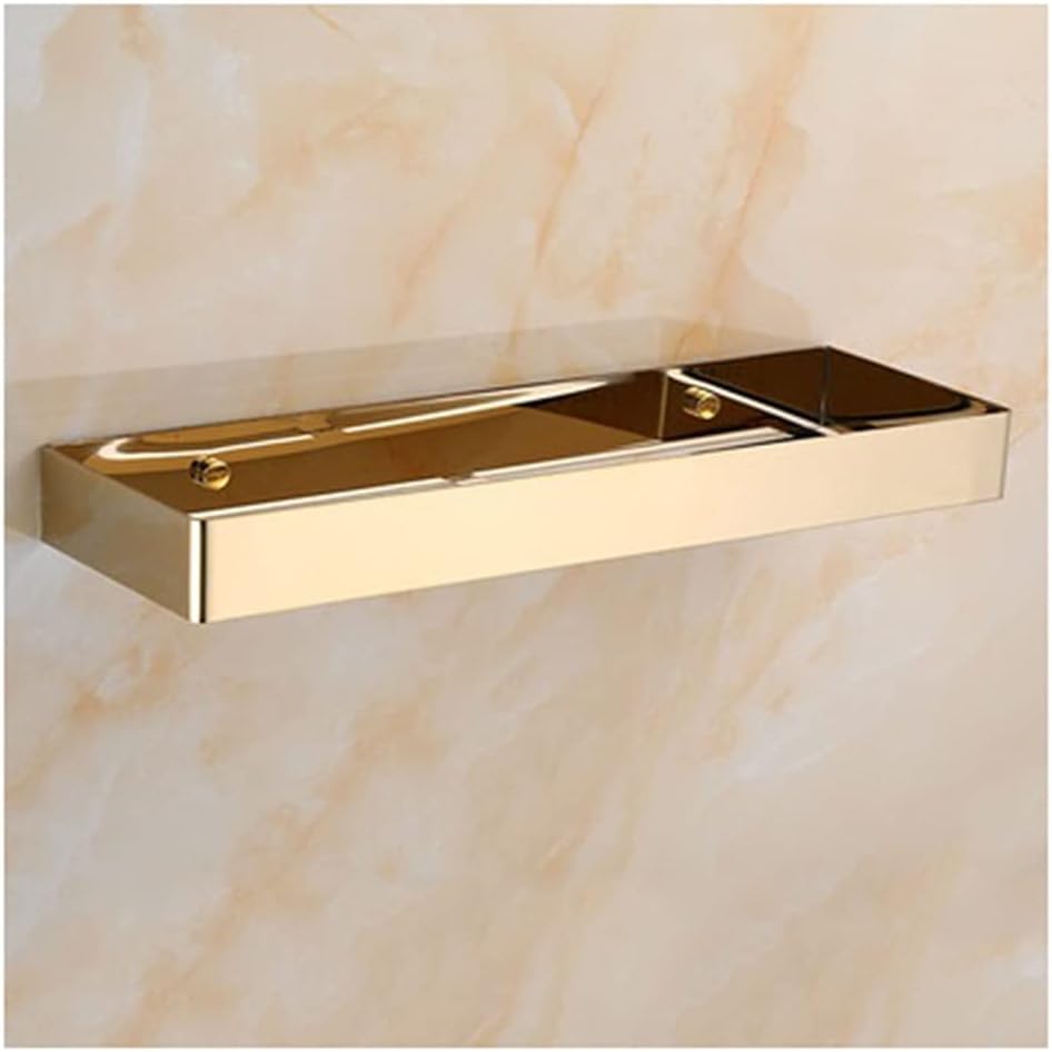 Shower Shelves Nail Free Black Storage Organizer Rack, Stainless Steel Square Bath Shower Shelf Bathing Accessories (Color : Gold 40cm)