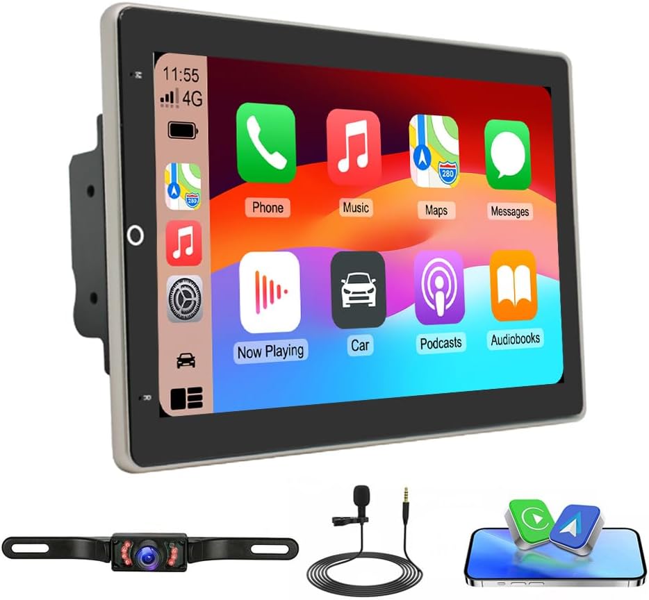 Car Stereo Radio Compatible for Tundra 07-13 with Carplay Android Auto GPS Navigation 10in Touchscreen Car Radio Player with Bluetooth WiFi FM SWC Mirror Link Split Screen + Backup Camera