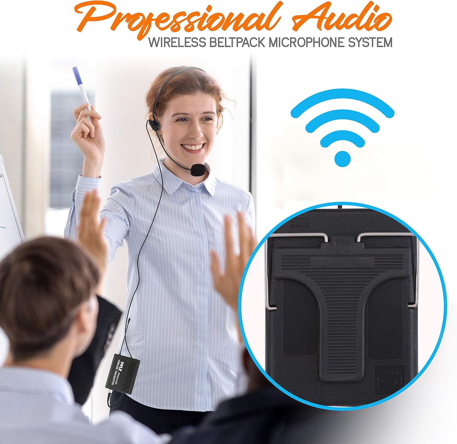 Pyle 4 Channel Wireless Microphone System - Professional VHF Audio Mic Set with 1/4